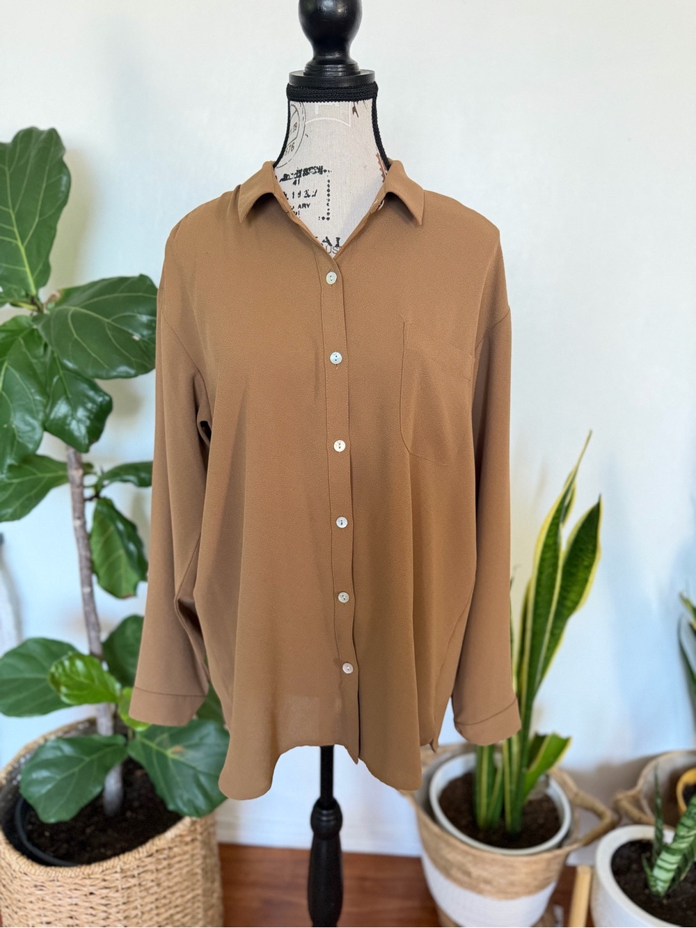 J. Jill Brown Button-Down Relaxed Shirt